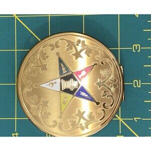 Vintage Art Deco Elgin American All Brass Compact mirror Eastern Star